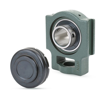 NTN SM-UCT206-102D1 Imperial Cast Iron Take Up Unit with 1-1/8 inch Bore Bearing Unit with Steel Plate Cover - Closed Version - Allow 2-3 Days