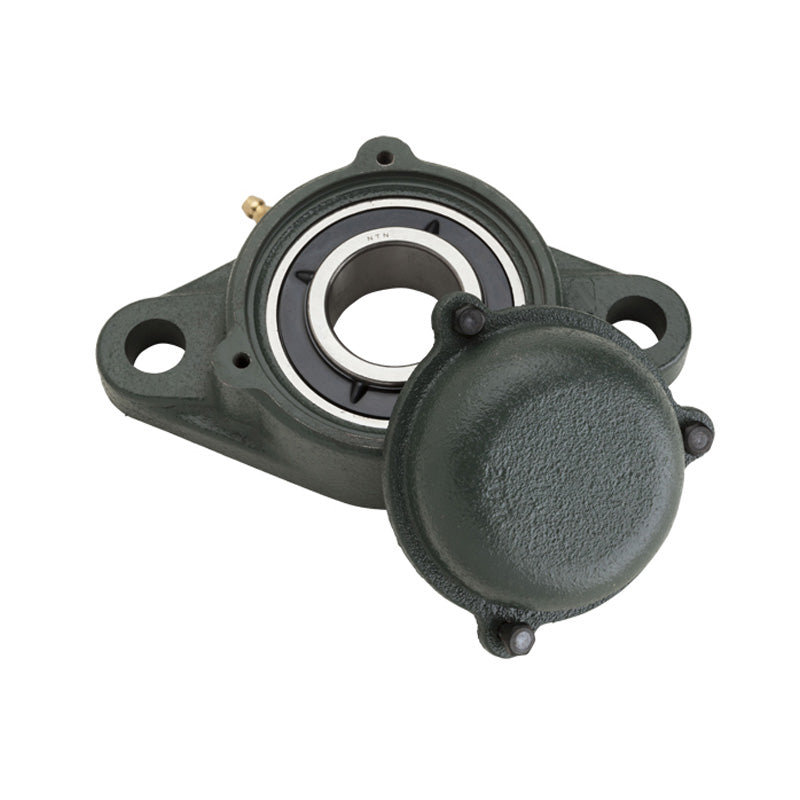 NTN SM-UKFL211D1/HE2311XY Imperial Two Bolt Cast Iron Oval Housing with Steel Plate Cover - Closed Version - Insert and Adaptor Sleeve Fits 2 inch Shaft - Allow 2-3 Days