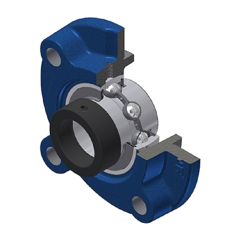 SNR EXFC211 Metric Four Bolt Cast Iron Round Flanged Housing with 55mm Eccentric Collar Insert - Allow 2-3 Days