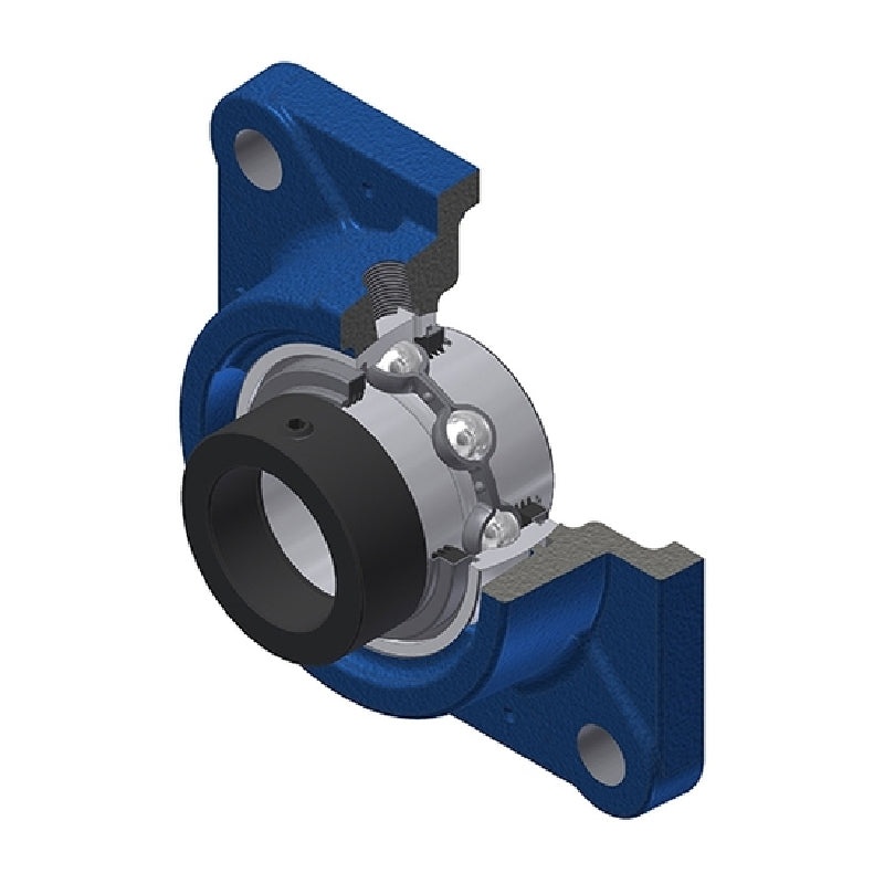 SNR EXFE209L3 Metric Four Bolt Square Cast Iron Flange Housing with 45mm Bore Eccentric Collar Insert with Triple Lip Seal - Allow 2-3 Days