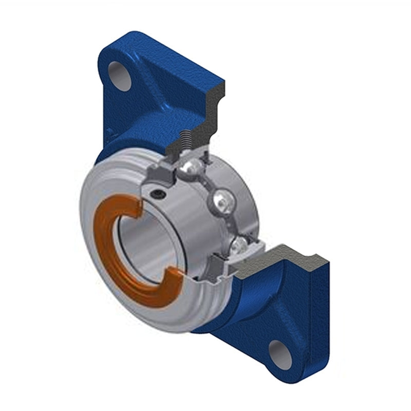 SNR UCF209CO Metric Four Bolt Square Cast Iron Flange Housing with 45mm Bore Insert with Narrow Steel Plate Cover - Open Version - Allow 2-3 Days