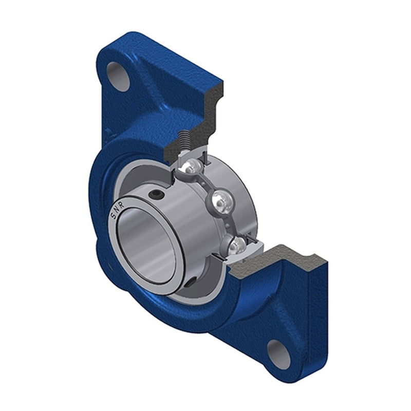 SNR UCF207 Metric Four Bolt Square Cast Iron Flange Housing with 35mm Bore Insert