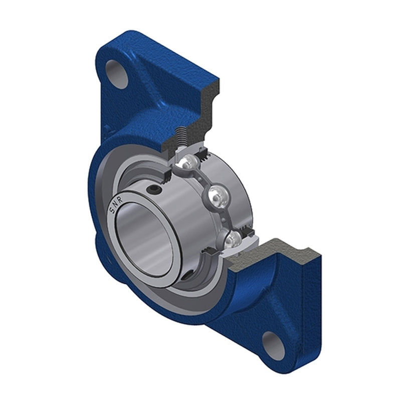 SNR UCF211NL3 Metric Four Bolt Square Cast Iron Flange Housing with 55mm Bore Insert with Triple Lip Seal - Allow 2-3 Days