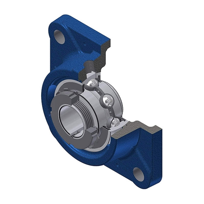SNR UKFE208H Metric Four Bolt Square Cast Iron Flange Housing Insert and Adaptor Sleeve Fits 35mm Shaft - Allow 2-3 Days