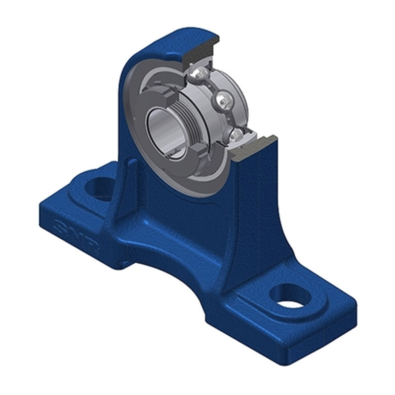 SNR UKPH207HN Metric Cast Iron High Centre Height Two Bolt Pillow / Plummer Block Housing Insert and Adaptor Sleeve Fits 30mm Shaft - Allow 2-3 Days