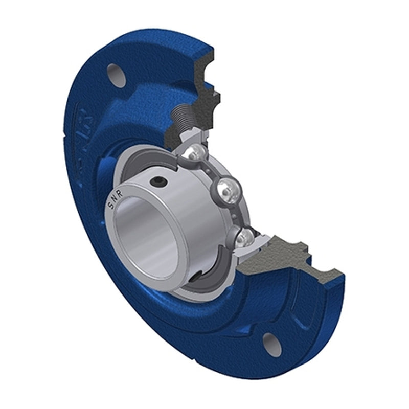 SNR USFEE210 Metric Four Bolt Cast Iron Round Flanged Housing with 50mm Insert - Allow 2-3 Days