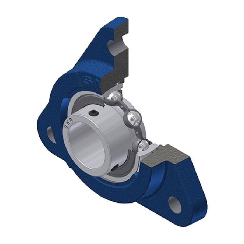 SNR USFTE202 Metric Three Bolt Cast Iron Triangular Housing with 15mm Bore Insert - Allow 2-3 Days