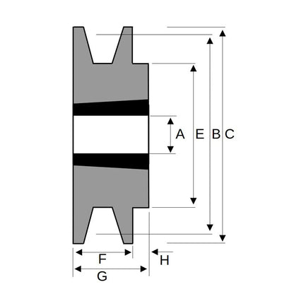 132X1SPA 132mm Pitch Diameter SPA Section Tapered Locking Bush Type Pulley with 1 Groove (Bush not Incl.)