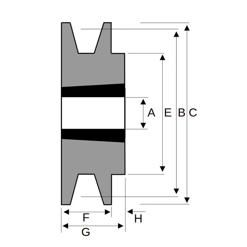 67X1SPA 67mm Pitch Diameter SPA Section Tapered Locking Bush Type Pulley with 1 Groove (Bush not Incl.)