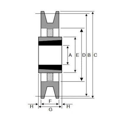236X1SPA 236mm Pitch Diameter SPA Section Tapered Locking Bush Type Pulley with 1 Groove (Bush not Incl.)