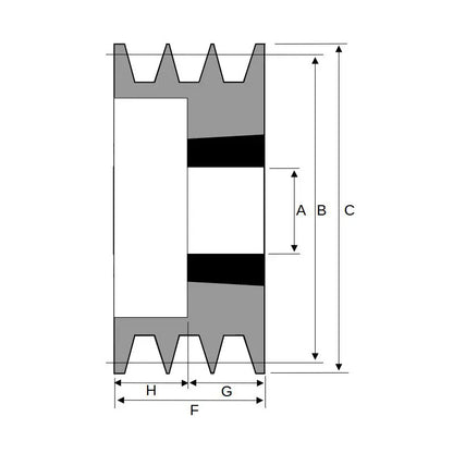 180X3SPA 180mm Pitch Diameter SPA Section Tapered Locking Bush Type Pulley with 3 Grooves (Bush not Incl.)