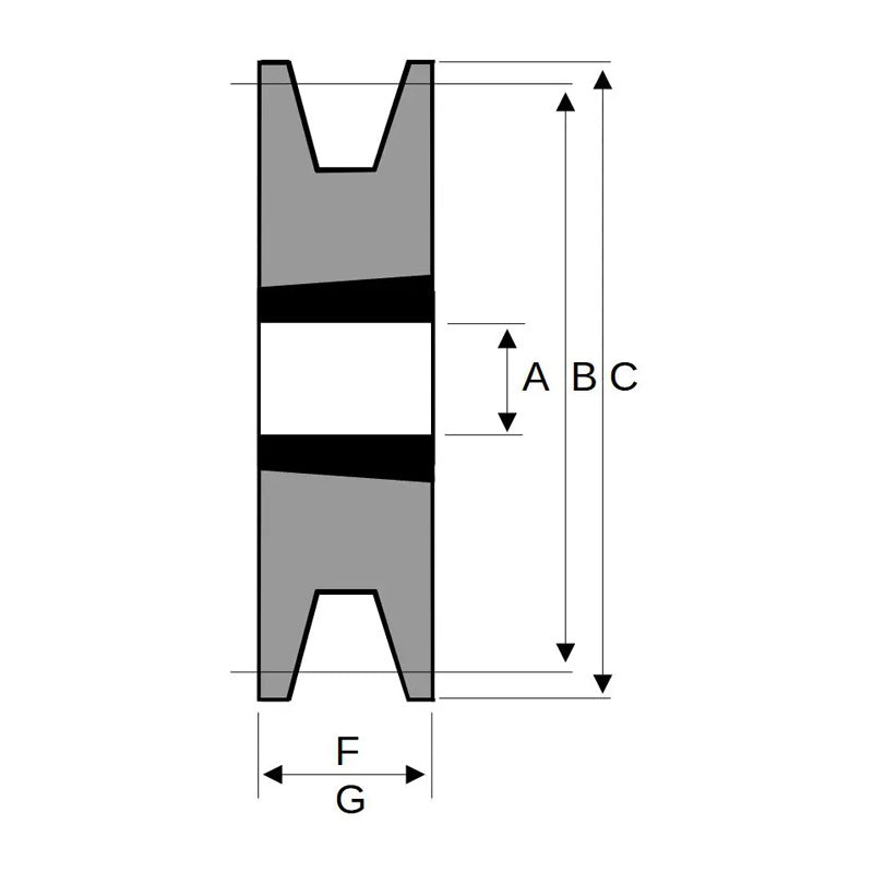 112X1SPB 112mm Pitch Diameter SPB Section Tapered Locking Bush Type Pulley with 1 Groove (Bush not Incl.)