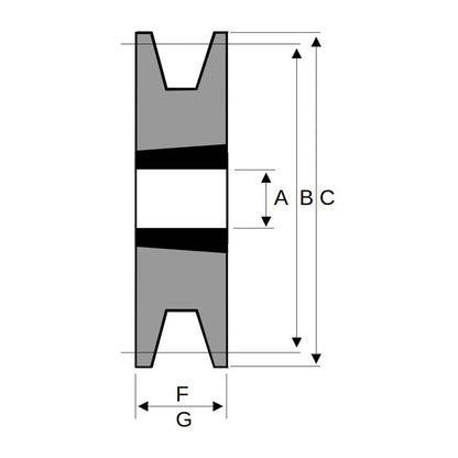 118X1SPB 118mm Pitch Diameter SPB Section Tapered Locking Bush Type Pulley with 1 Groove (Bush not Incl.)