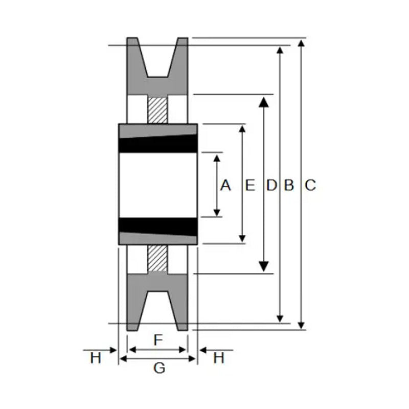 250X1SPB 250mm Pitch Diameter SPB Section Tapered Locking Bush Type Pulley with 1 Groove (Bush not Incl.)