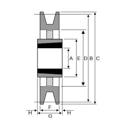 250X1SPB 250mm Pitch Diameter SPB Section Tapered Locking Bush Type Pulley with 1 Groove (Bush not Incl.)