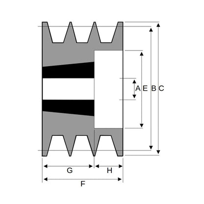 180X3SPB 180mm Pitch Diameter SPB Section Tapered Locking Bush Type Pulley with 3 Grooves (Bush not Incl.)
