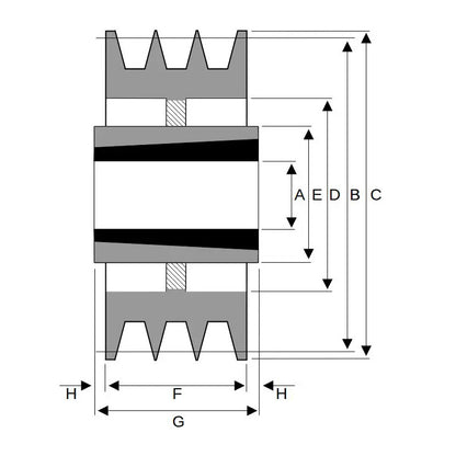 PowerDrive 400X3SPB 400mm Pitch Diameter SPB Section Tapered Locking Bush Type Pulley with 3 Grooves (Bush not Incl.) - Allow 2-3 Days