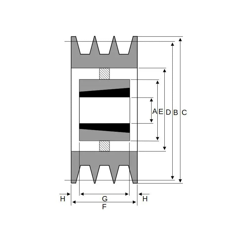 PowerDrive 315X3SPB 315mm Pitch Diameter SPB Section Tapered Locking Bush Type Pulley with 3 Grooves (Bush not Incl.) - Allow 2-3 Days