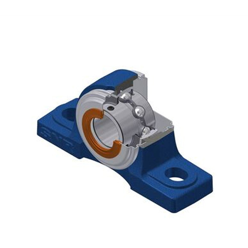 SNR UCP204CC Metric Cast Iron Two Bolt Pillow / Plummer Block Housing 20mm Bore Insert with Steel Plate Cover - Closed Version - Allow 2-3 Days