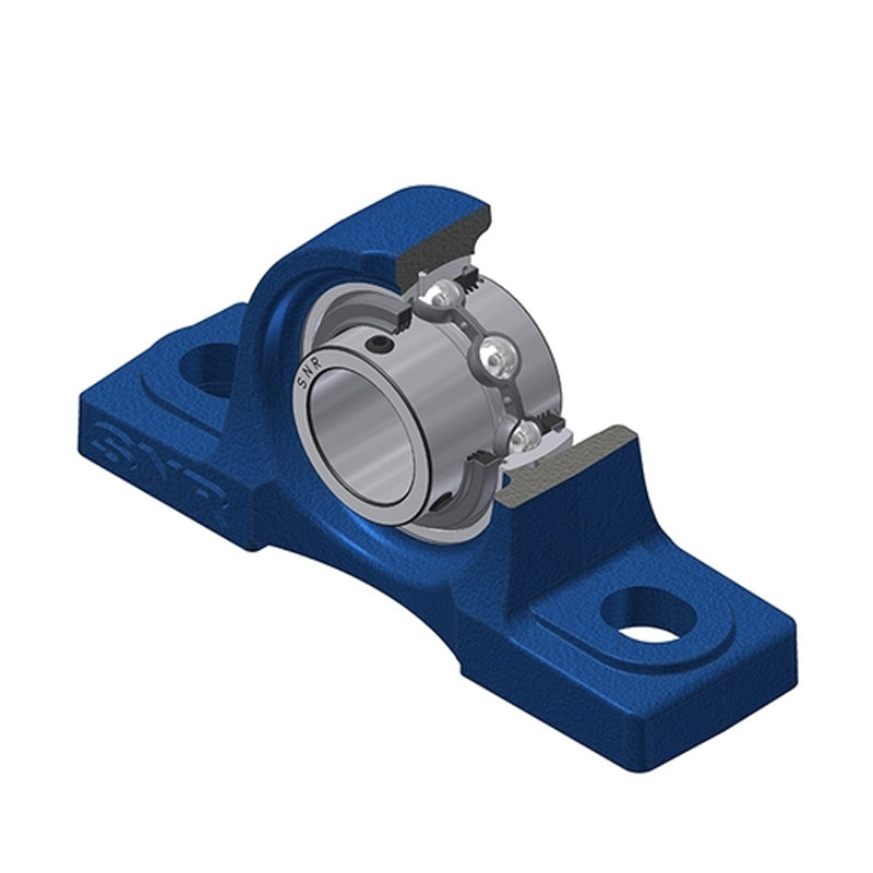 SNR UCP207L3CC Metric Cast Iron Two Bolt Pillow / Plummer Block Housing with 35mm Bore Insert with Triple Lip Seal and Steel Plate Cover - Closed Version - Allow 2-3 Days