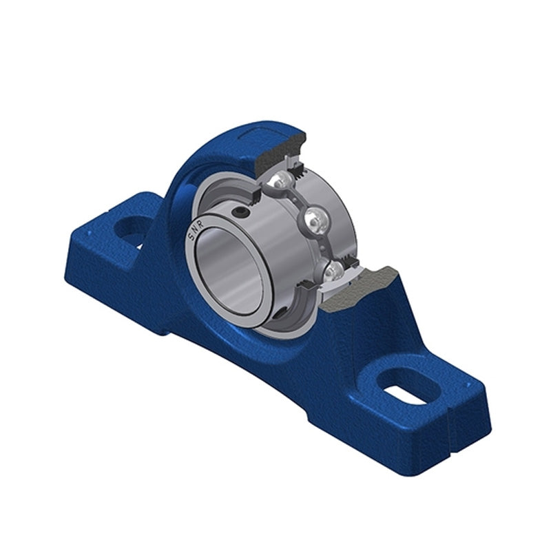 SNR UCPE208L3 Metric Cast Iron Two Bolt Pillow / Plummer Block Housing with 40mm Bore Insert with Triple Lip Seal - Allow 2-3 Days