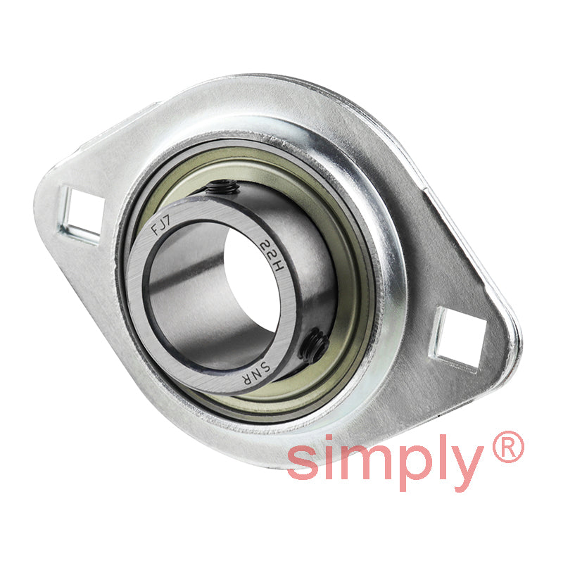 SNR USPFL206 Oval 2 Bolt Pressed Steel Bearing Housing with 30mm Insert - Allow 2-3 Days