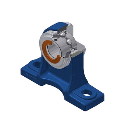 SNR USPH205CC Metric Cast Iron High Centre Height Two Bolt Pillow / Plummer Block Housing with 25mm Bore Insert with Narrow Steel Plate Cover - Closed Version - Allow 2-3 Days